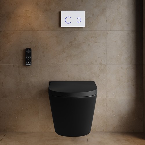 Matt black wall hung - black,